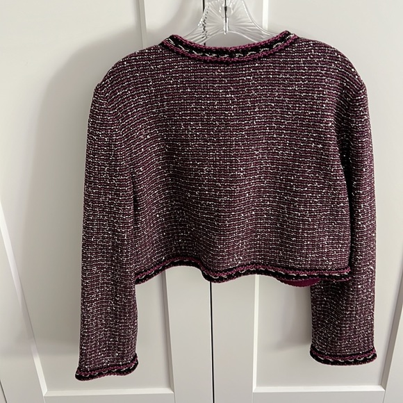 St. John sequin sparkle tweed cropped bolero jacket - Picture 6 of 8